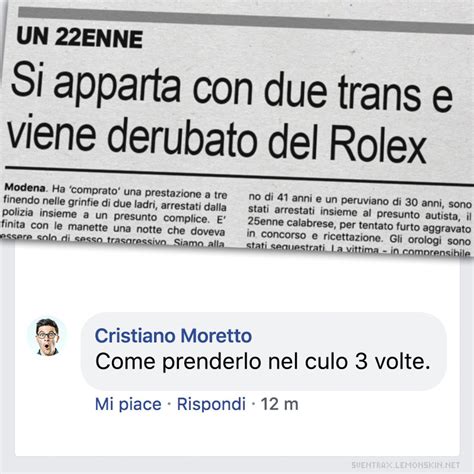 si apparta con due trans e vuenevderubato del rolex